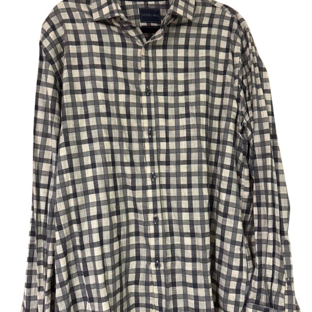 Stitch Note Men's XL Plaid Long Sleeve Button-Up Egyptian Cotton Shirt